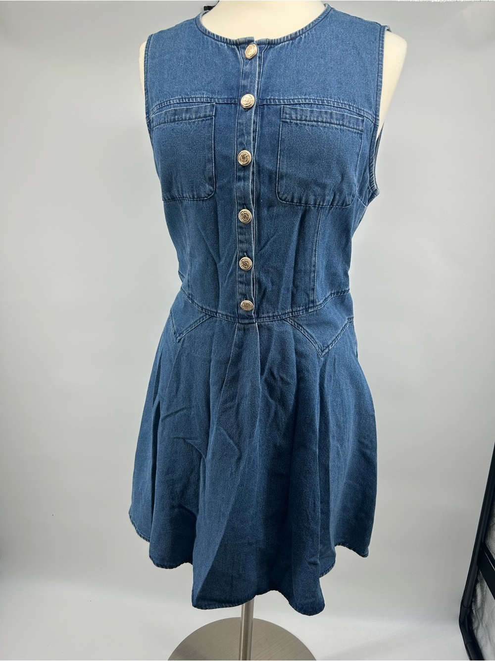 Heartloom Darla Blue Denim Sleeveless Button-Front Dress